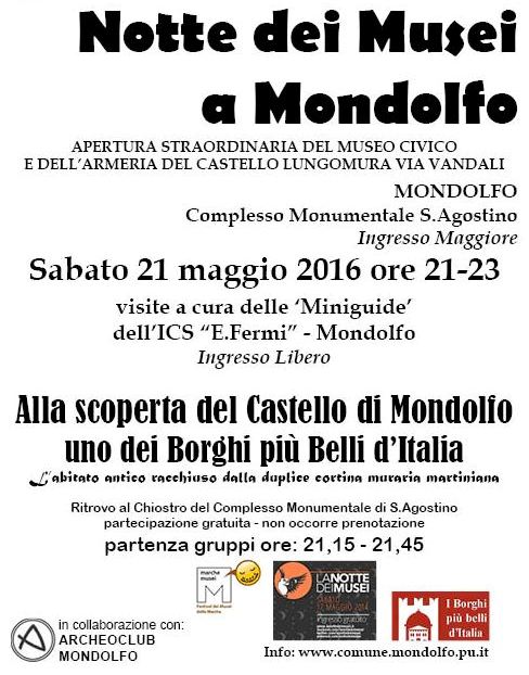 Locandina Notte Musei Mondolfo 2016